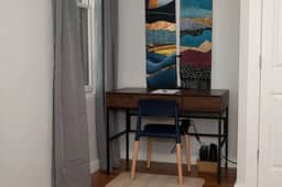 Dedicated Workspace with Desk, Chair, Stationary, Desk Lamp
