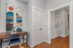 Dedicated Workspace with Desk, Stationary, Desk Chair, Lamp