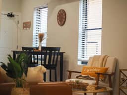 Bask in the modern ambiance and feel right at home with the available comforts offered! The dining area is perfect for enjoying a fresh cup of coffee/ tea, and tasty food!